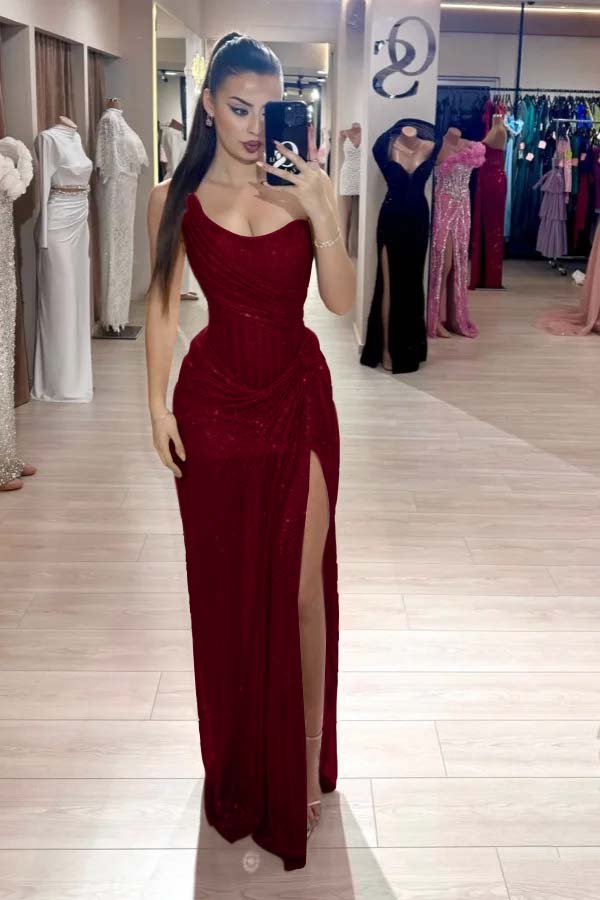 Strapless Sleeveless Mermaid Long Formal Dress With High Split