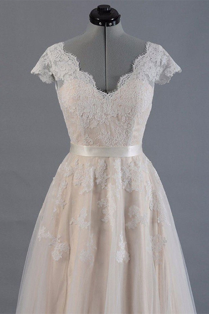 Lace Long Short Sleeves Wedding Dress