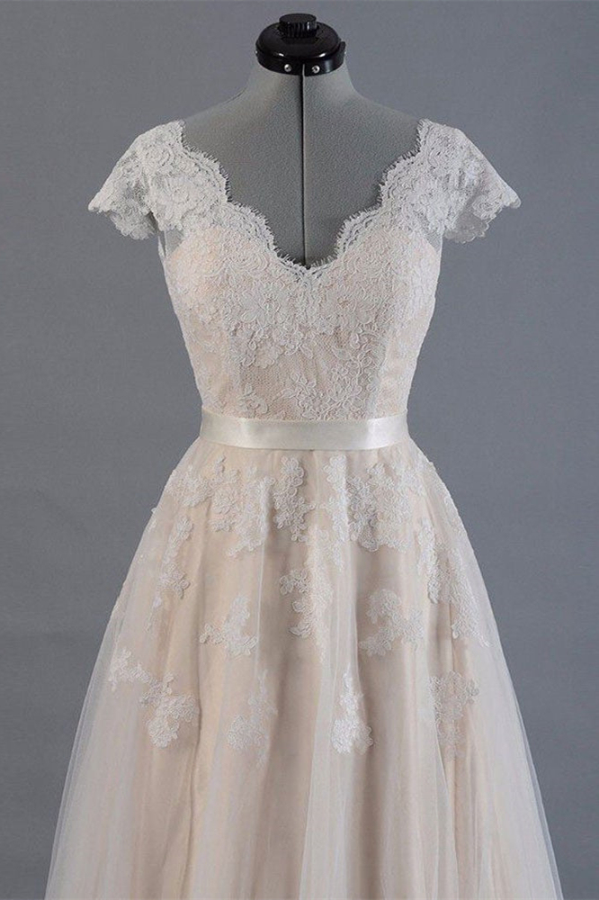 Lace Long Short Sleeves Wedding Dress