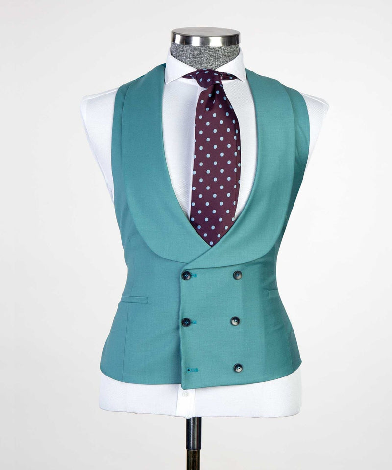 Ebenezer Green Fashion Three-Piece Peaked Lapel Two-Button Men's Suits