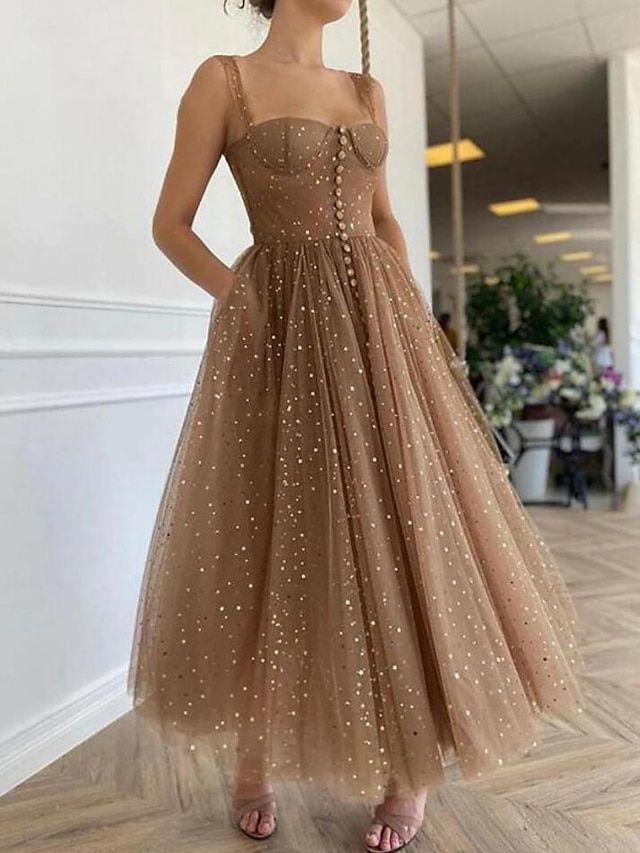 Taupe Square-Neck Unique Summer cocktail Short Dress With Sequins