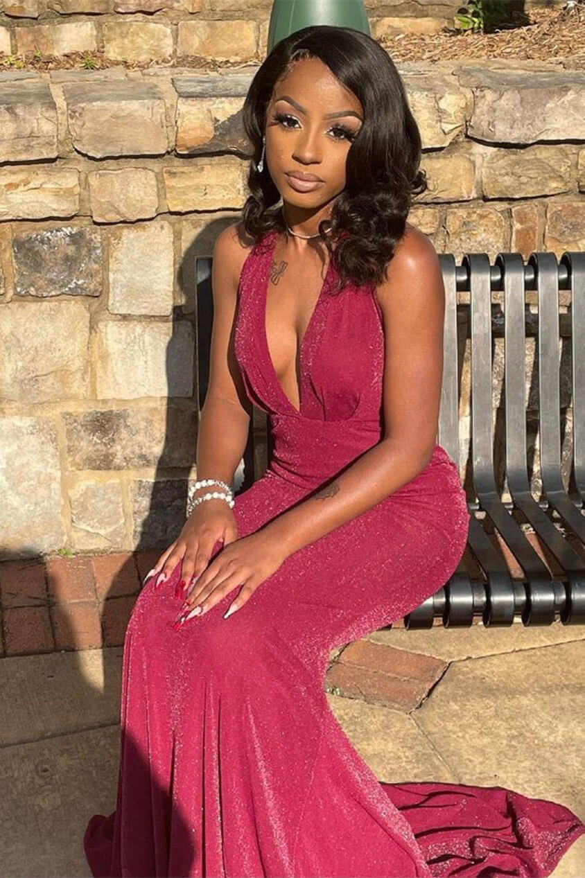 Chic Halter Sleeveless Long Evening Dress