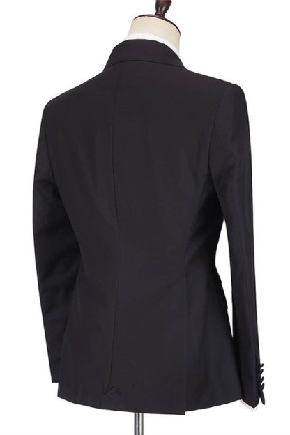 Fashion Slim Fit Black Peaked Lapel Men's Suits for Prom