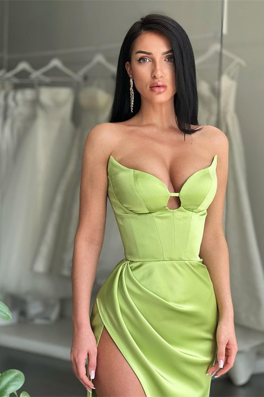 Light Green Mermaid Sweetheart Evening Dress With Split