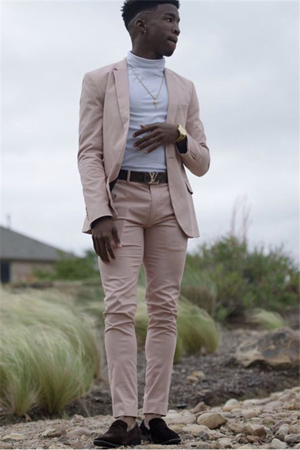 Two-Piece Newest Pink Prince Formal Bespoke Prom Suit for Wedding