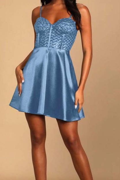 Chic Dark Green Spaghetti-Straps Sweetheart Short Mini cocktail Dress