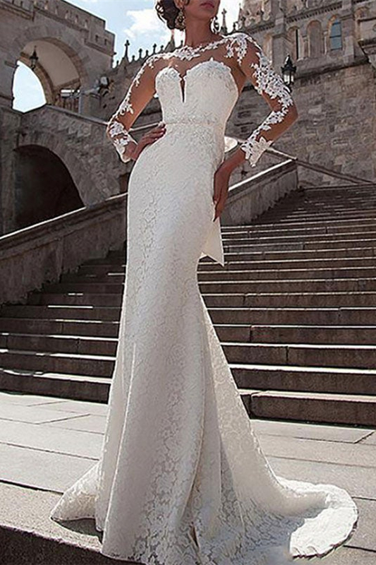 Mermaid Long Sleeves Lace Wedding Dress
