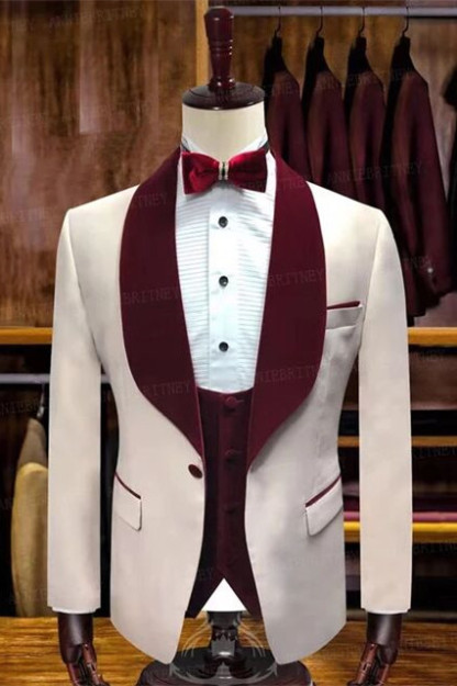 Fashion Slim Fit Nude Pink Shawl Lapel Wedding Suits