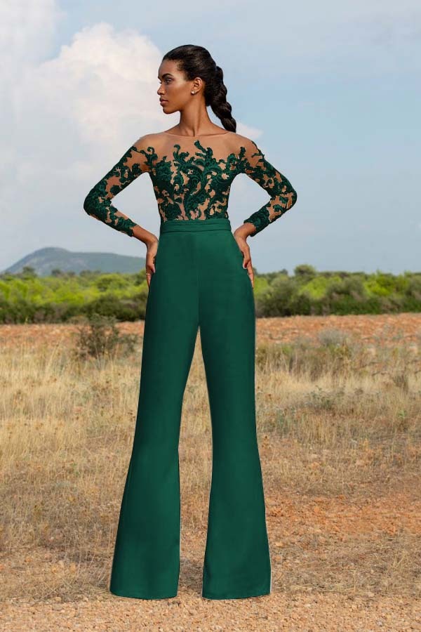 High-Grade White Embroidery Extraordinary Waist Slim Fit Party Jump Suit