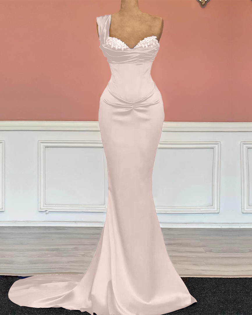 Royal Blue Long Mermaid Sweetheart Sequins One-Shoulder Prom Dress