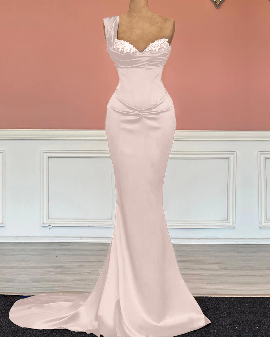 Royal Blue Long Mermaid Sweetheart Sequins One-Shoulder Prom Dress