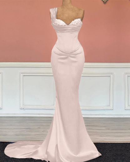 Royal Blue Long Mermaid Sweetheart Sequins One-Shoulder Prom Dress