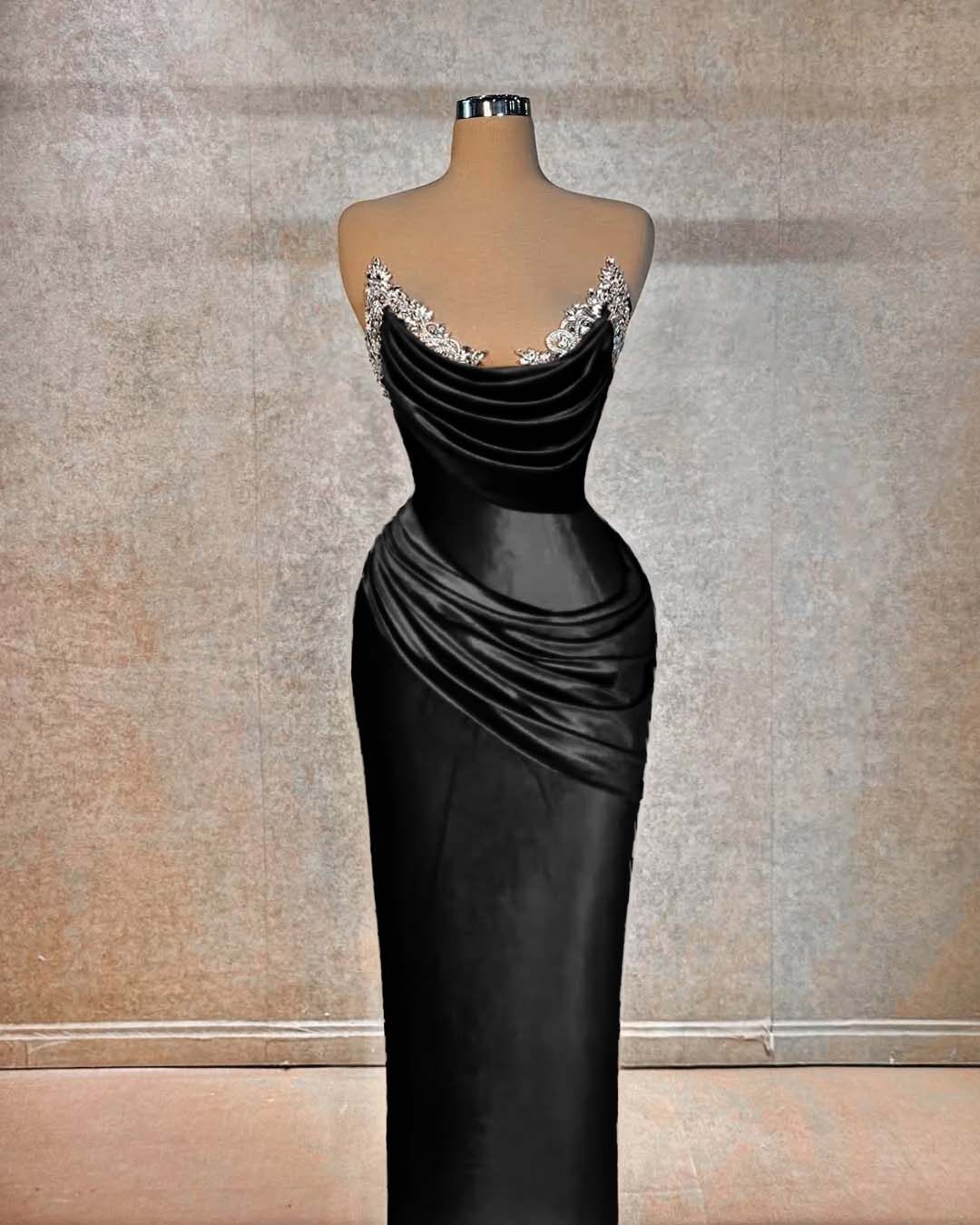 Chic Strapless Sleeveless Long Formal Dress With Beading Pleated