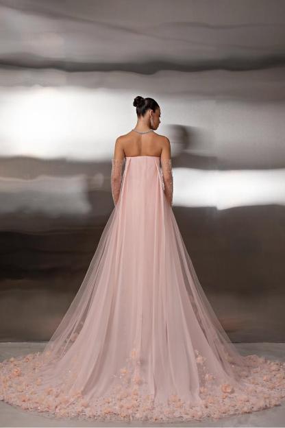 Strapless Sleeveless Long Mermaid Formal Dress With Appliques Gloves