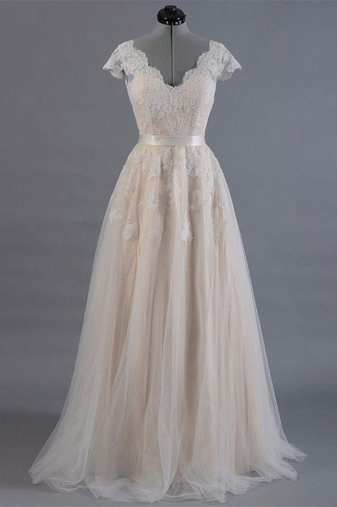 Lace Long Short Sleeves Wedding Dress