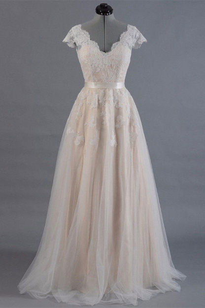 Lace Long Short Sleeves Wedding Dress