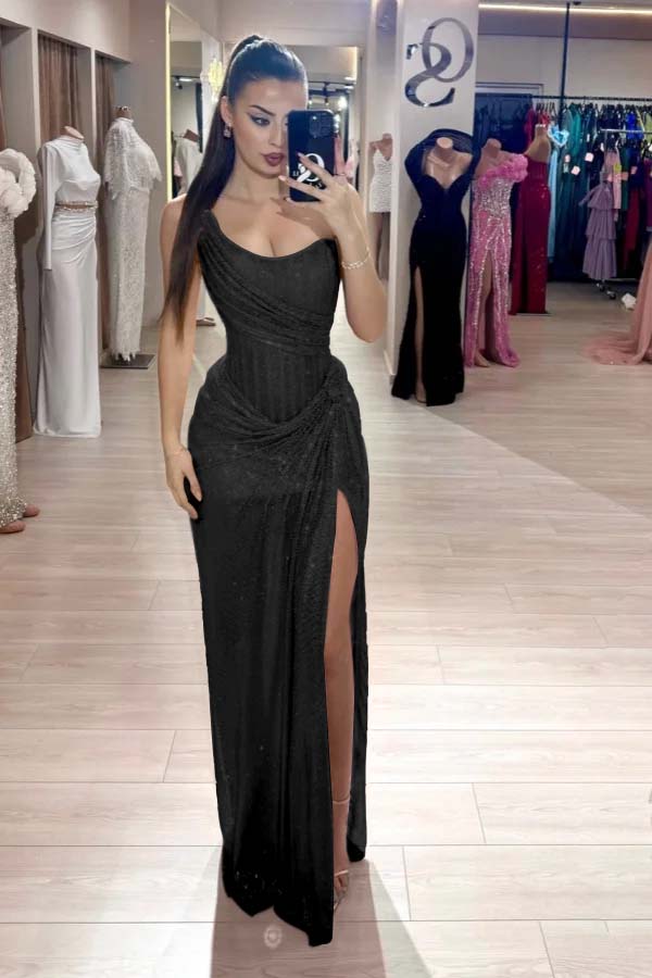 Strapless Sleeveless Mermaid Long Formal Dress With High Split