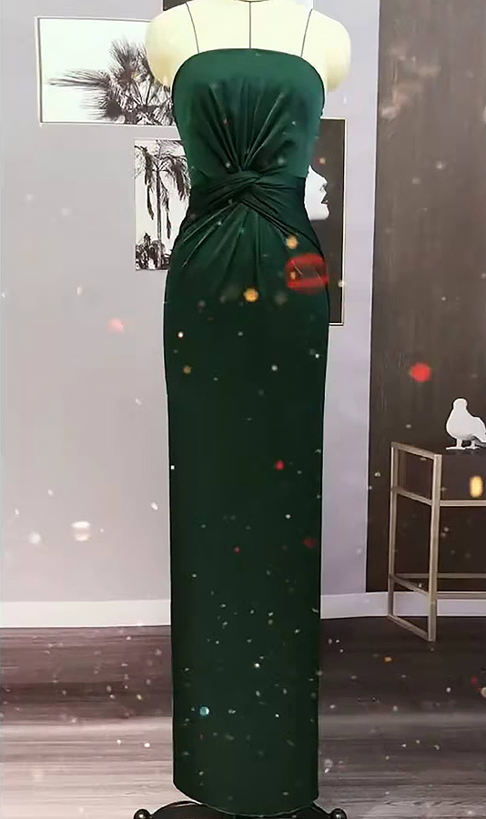 Dark Green Strapless Bridesmaid Dress