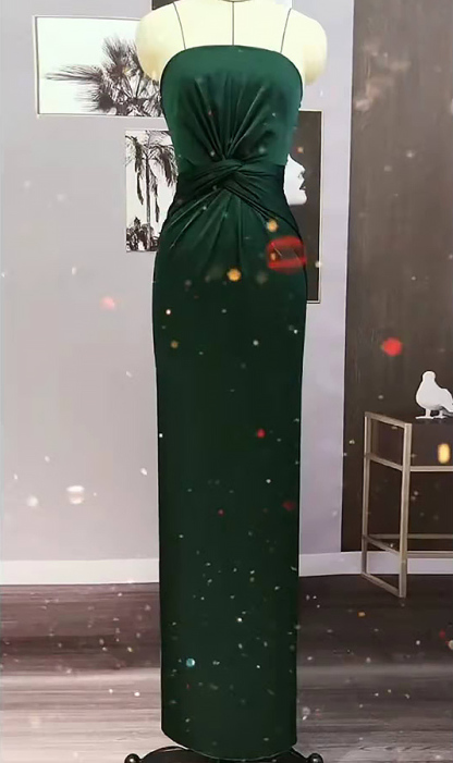 Dark Green Strapless Bridesmaid Dress