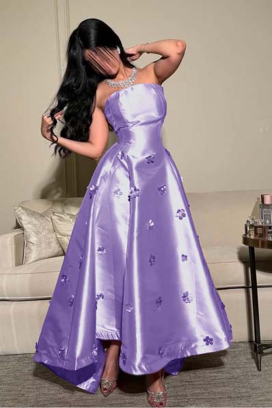 Strapless Sleeveless Long Formal Dress With Pleated Appliques
