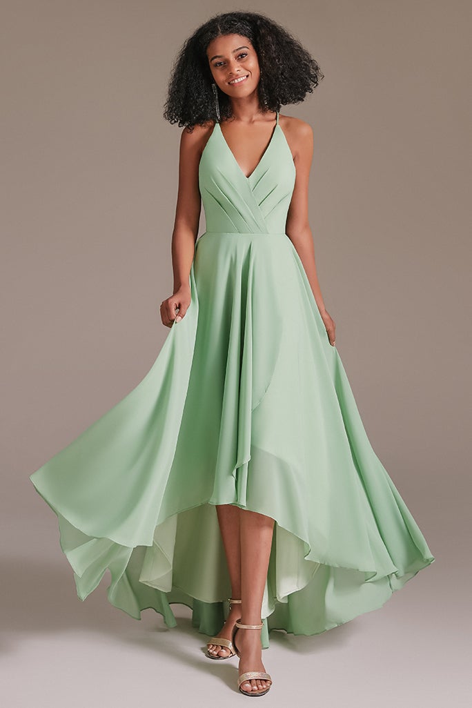 V-Neck Chiffon Sleeveless Bridesmaid Dress