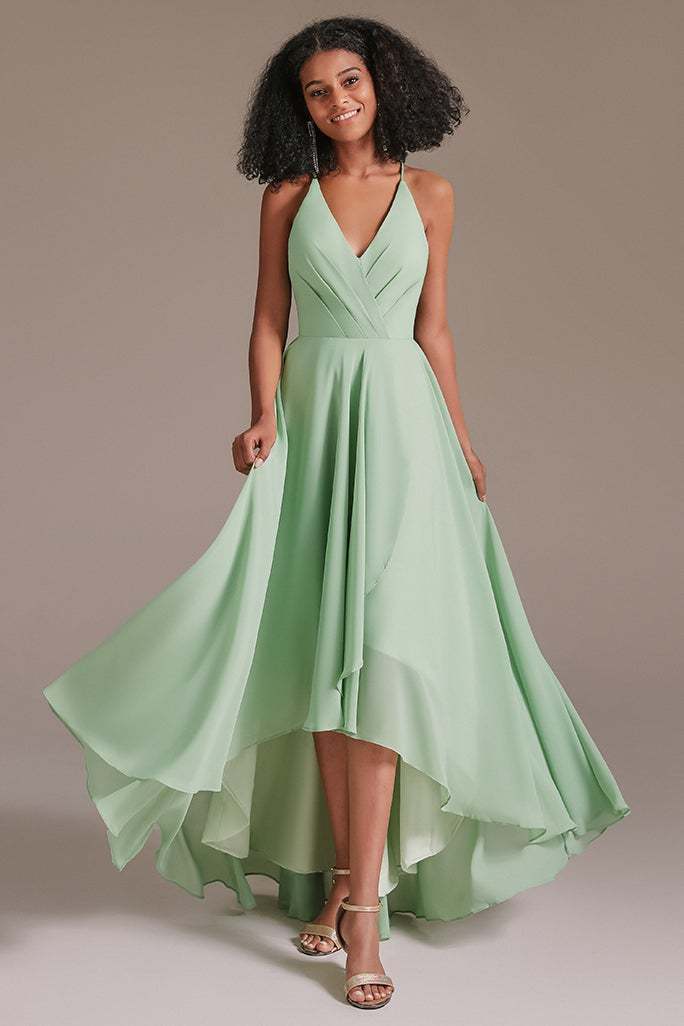 V-Neck Chiffon Sleeveless Bridesmaid Dress