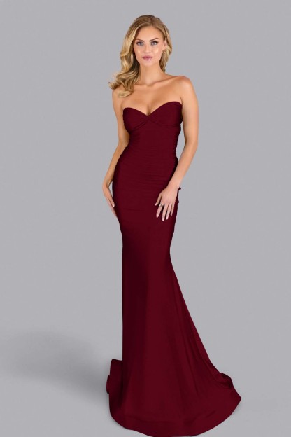 Strapless Sleeveless Long Mermaid Formal Dress With Pleated