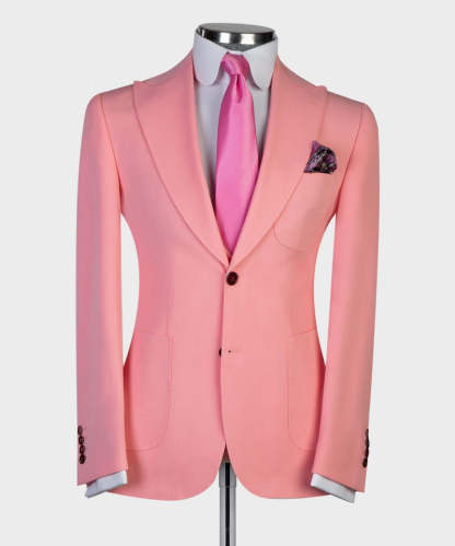 Fashion Pink Three-Piece Best Wedding Suits for Groom with Peaked Lapel