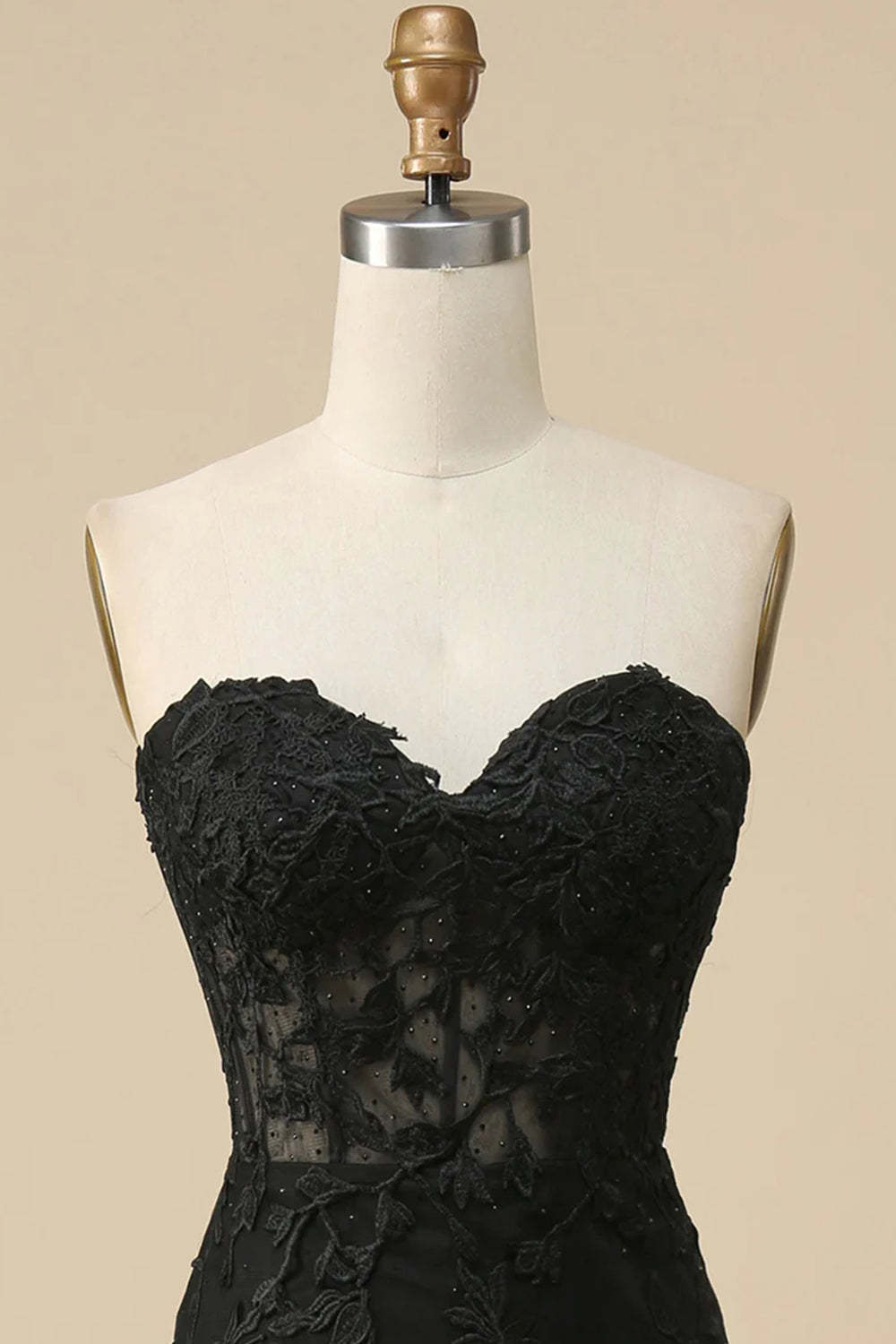 Sweetheart Long Pink Lace Corset Prom Dress with Slit