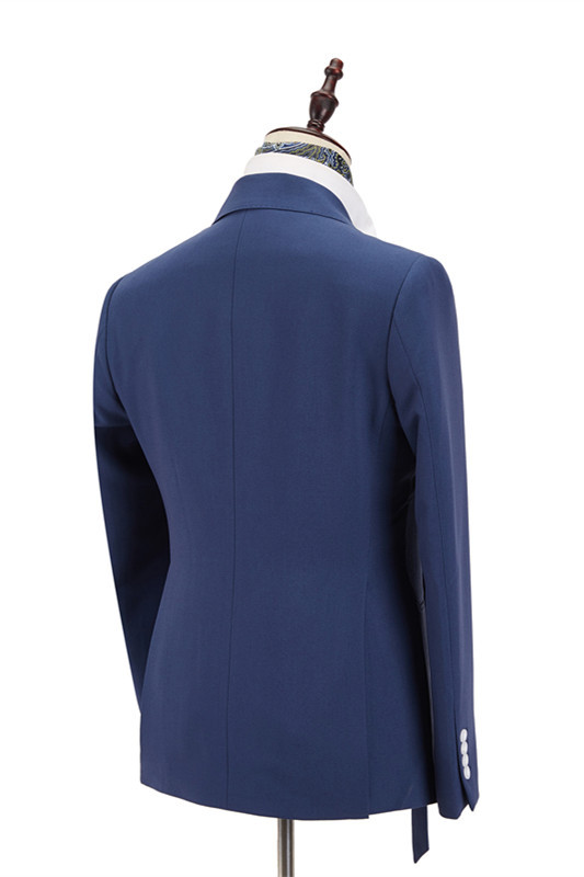 Stylish Simple Dark Blue Peaked Lapel Groomsmen Outfits