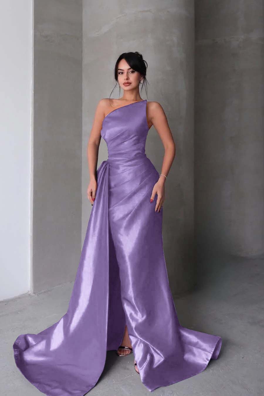 Strapless Sleeveless Mermaid Long Formal Dress With Split Pleated