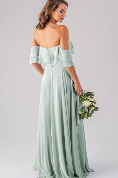 Ruffle Off-the-Shoulder Bridesmaid Dress