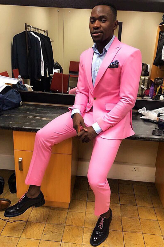 Gorgeous Pink One-Button Ring Bearer Suits with Peaked Lapel