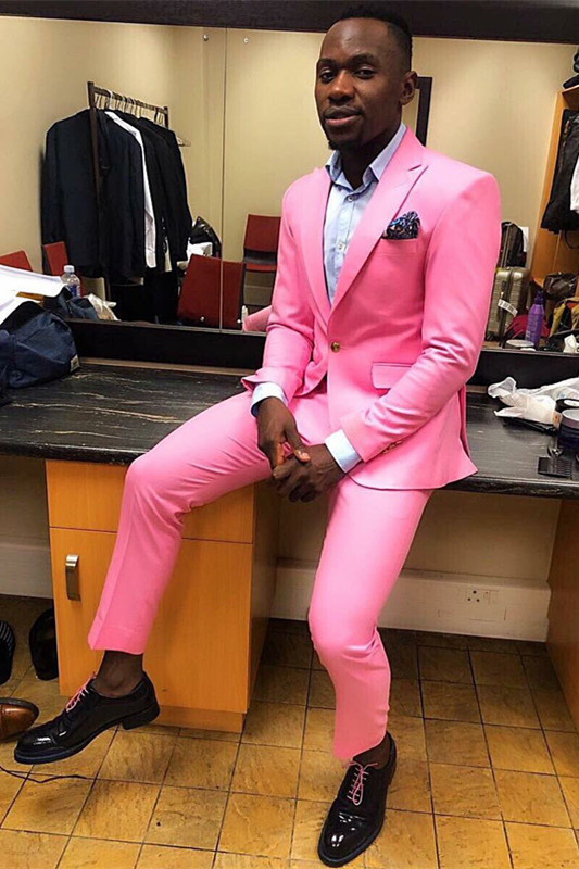 Gorgeous Pink One-Button Ring Bearer Suits with Peaked Lapel