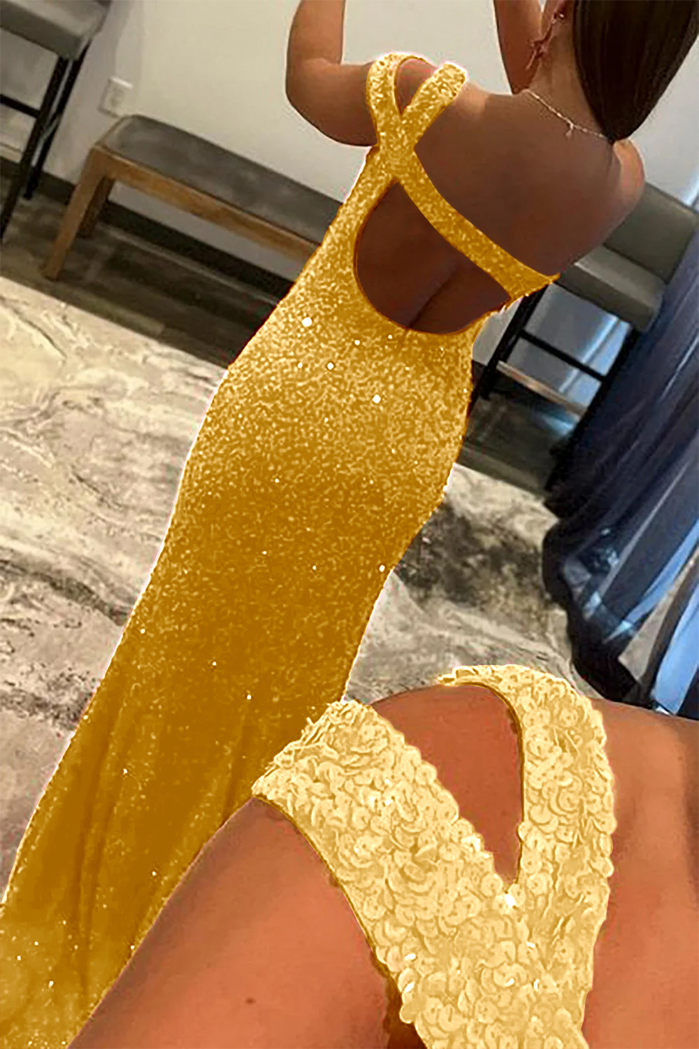 Sequined One-Shoulder Prom Dress in Fuchsia