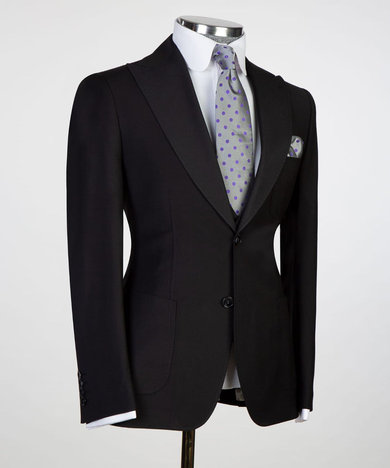 Newest Black Duncan Two-Button Peaked Lapel Men's Suits for Business