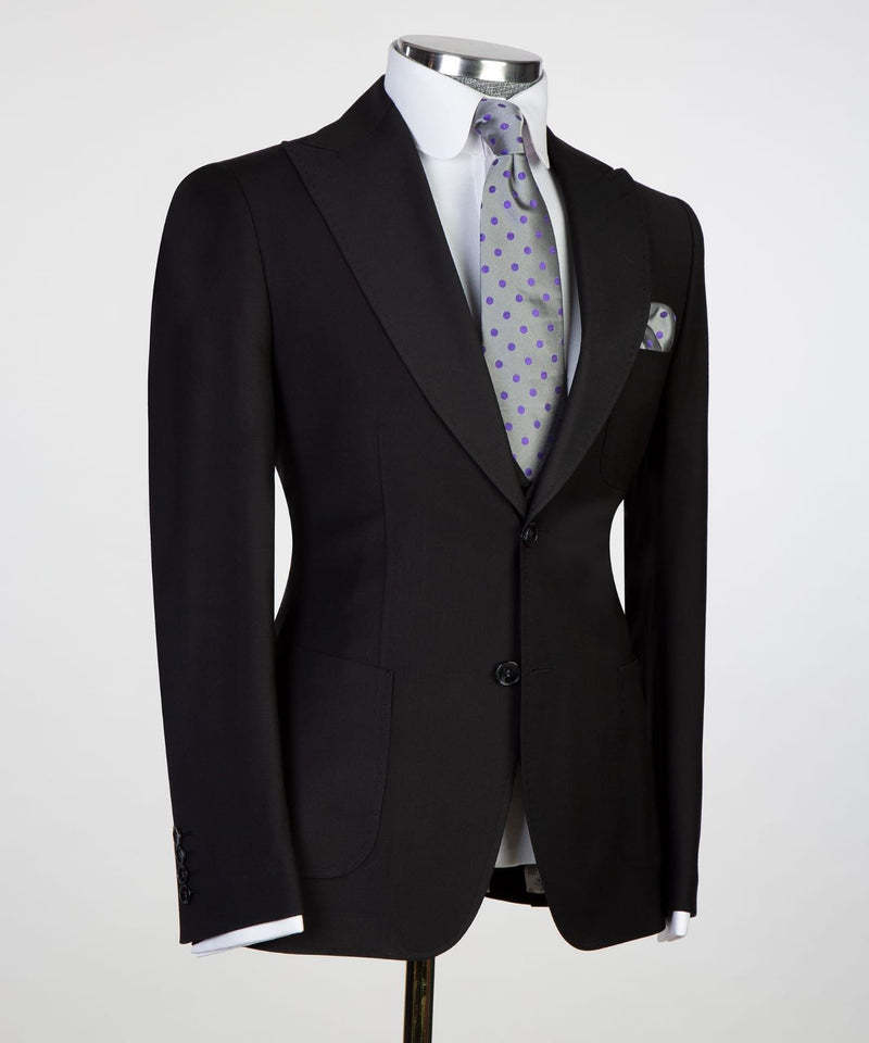 Newest Black Duncan Two-Button Peaked Lapel Men's Suits for Business