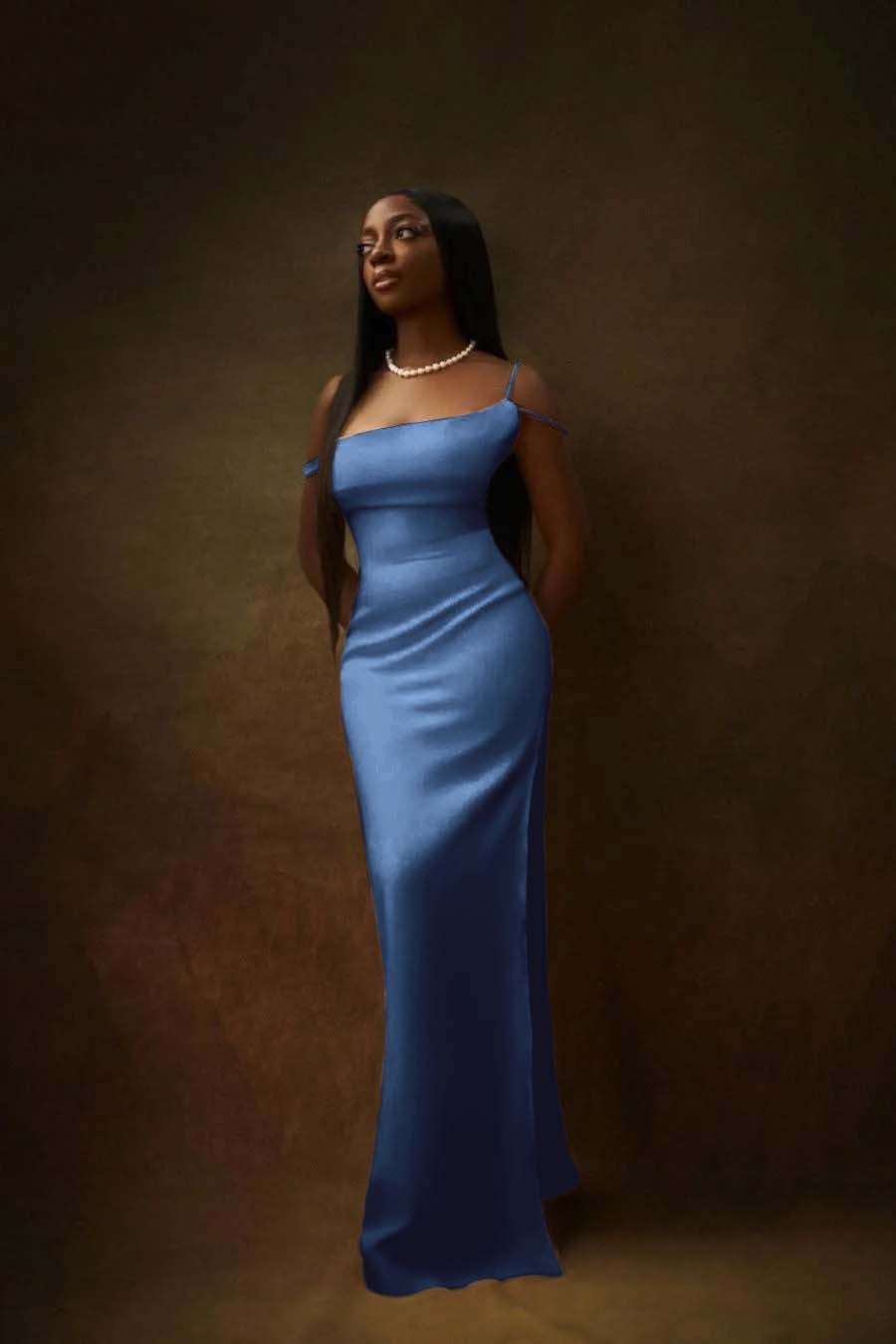 One Shoulder Sleeveless Split Long Formal Dress With Pleated Beading