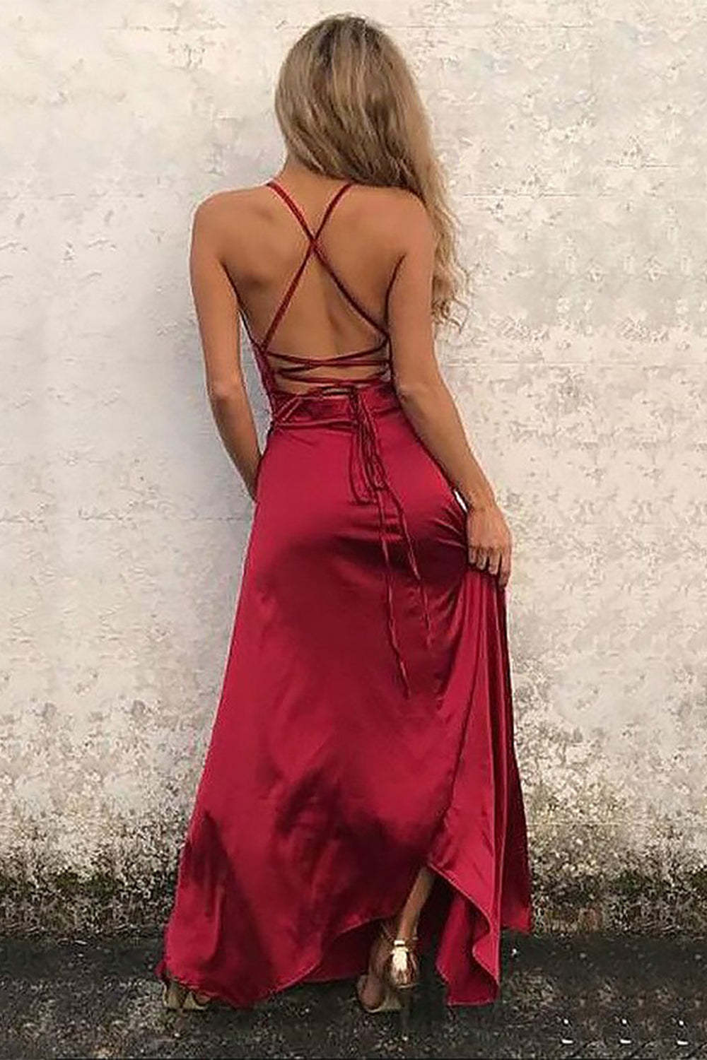 Elegant Burgundy Prom Gown