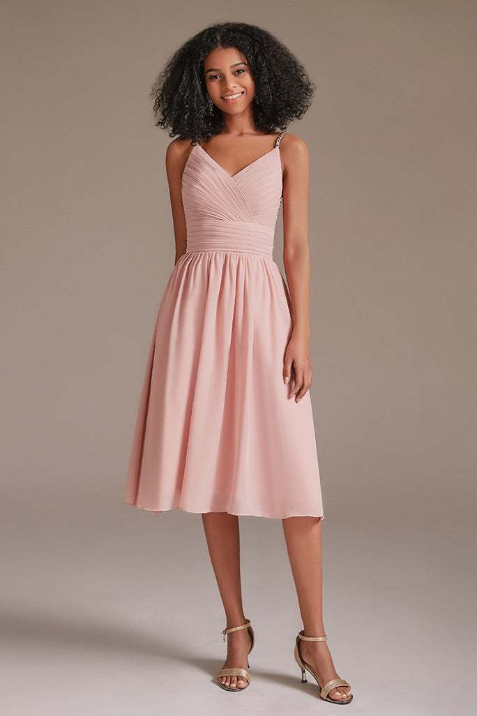 Junior Pink Sleeveless Bridesmaid Dress