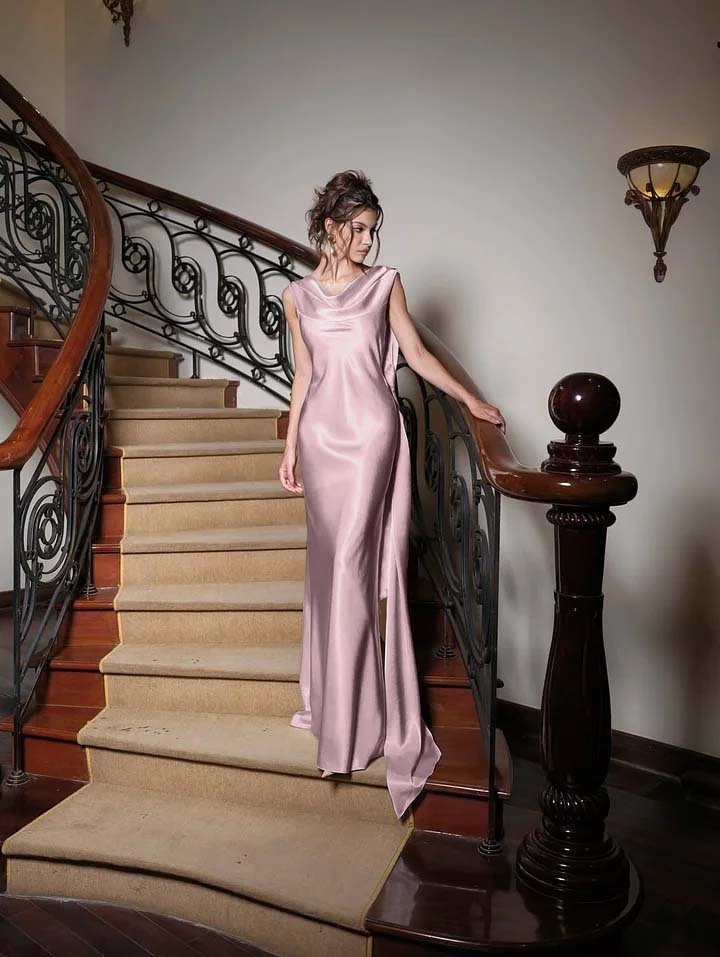 Charming V Neck Sleeveless Long Mermaid Formal Dress With Pleated
