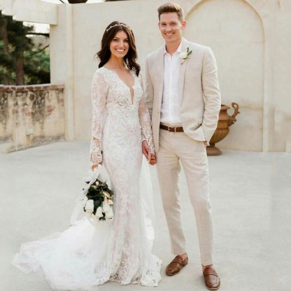 Chic Beach Summer Ivory Bespoke Notched Lapel Men's Suits