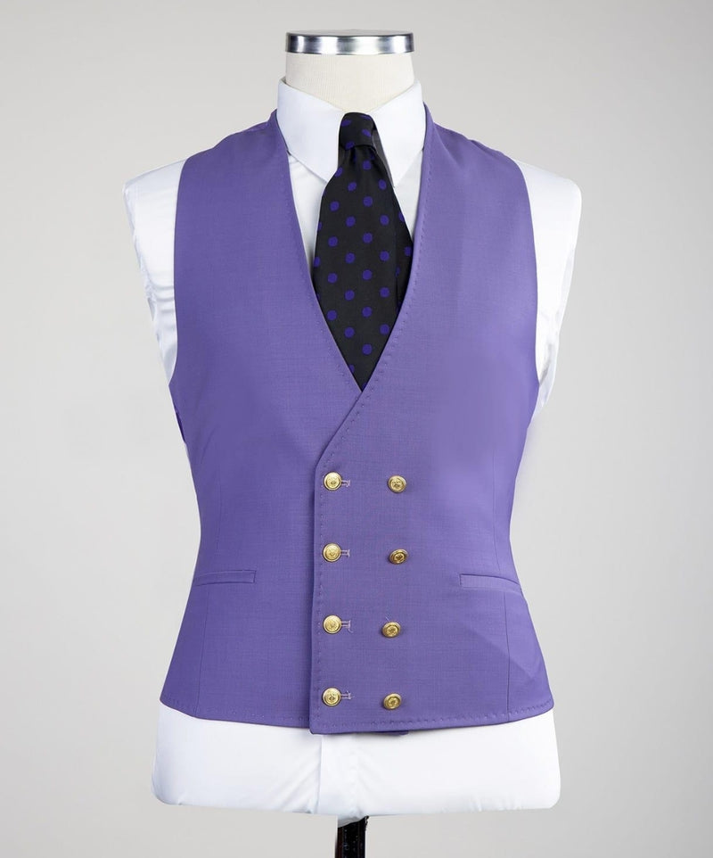 Clifford Chic Purple Best-Fitted Peaked Lapel Three-Piece Men's Suits