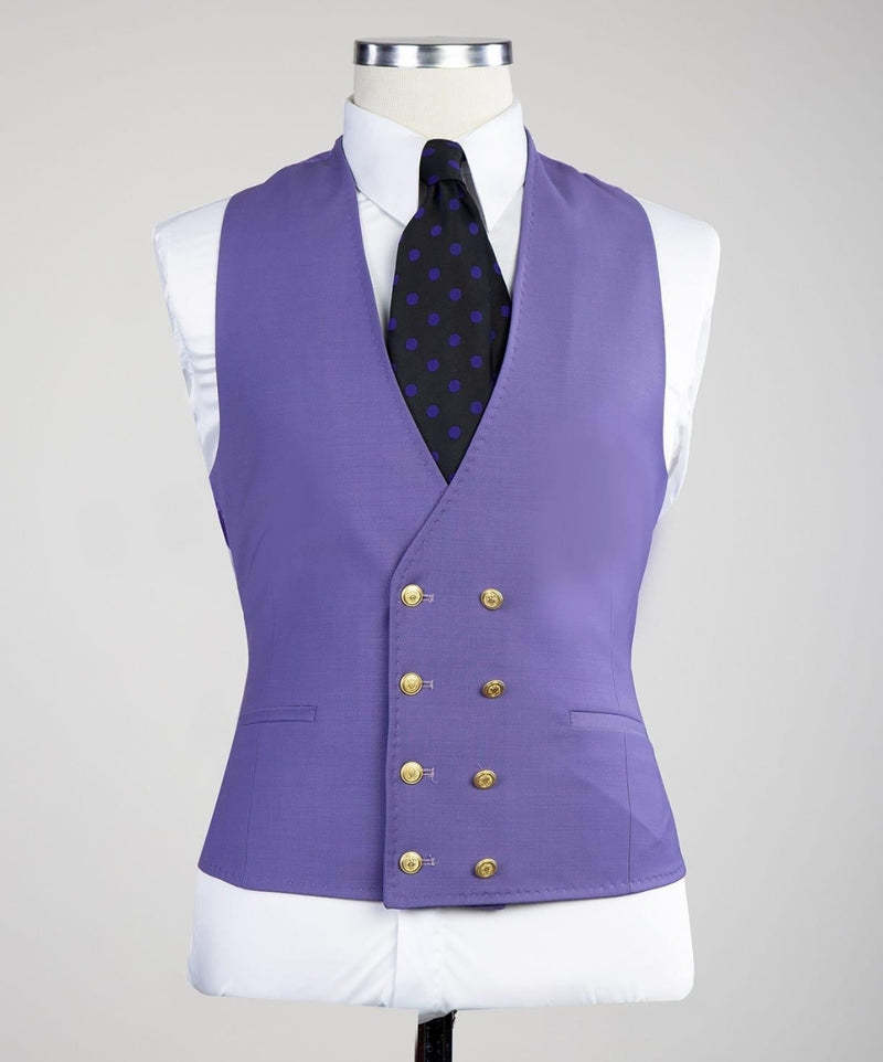 Clifford Chic Purple Best-Fitted Peaked Lapel Three-Piece Men's Suits