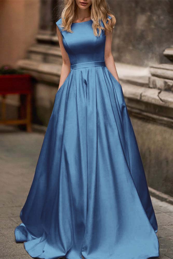 Cap Sleeves Wedding Dress with Pockets