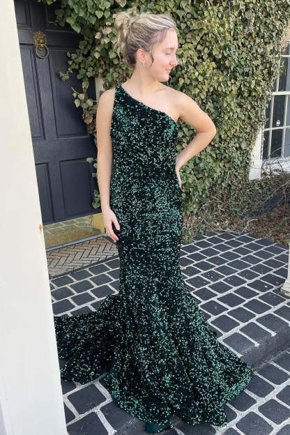 Long Mermaid Prom Dress with Coral Sequins