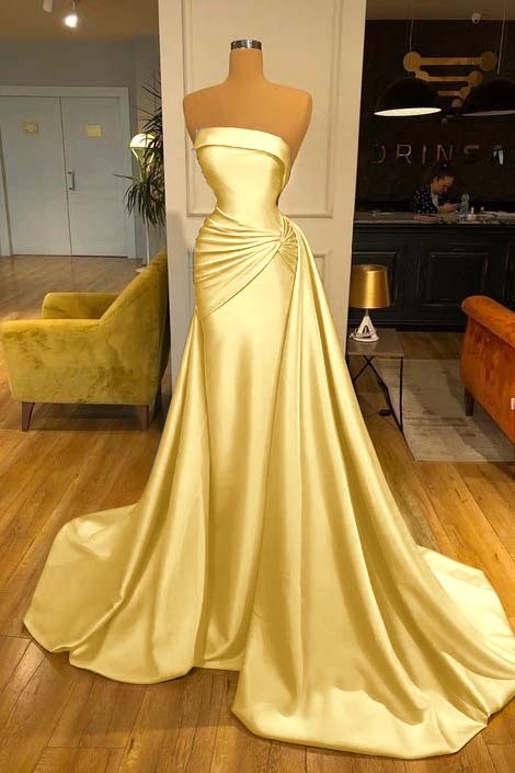 Strapless Elegant Baby Blue Mermaid Evening Dress Long With Ruffle