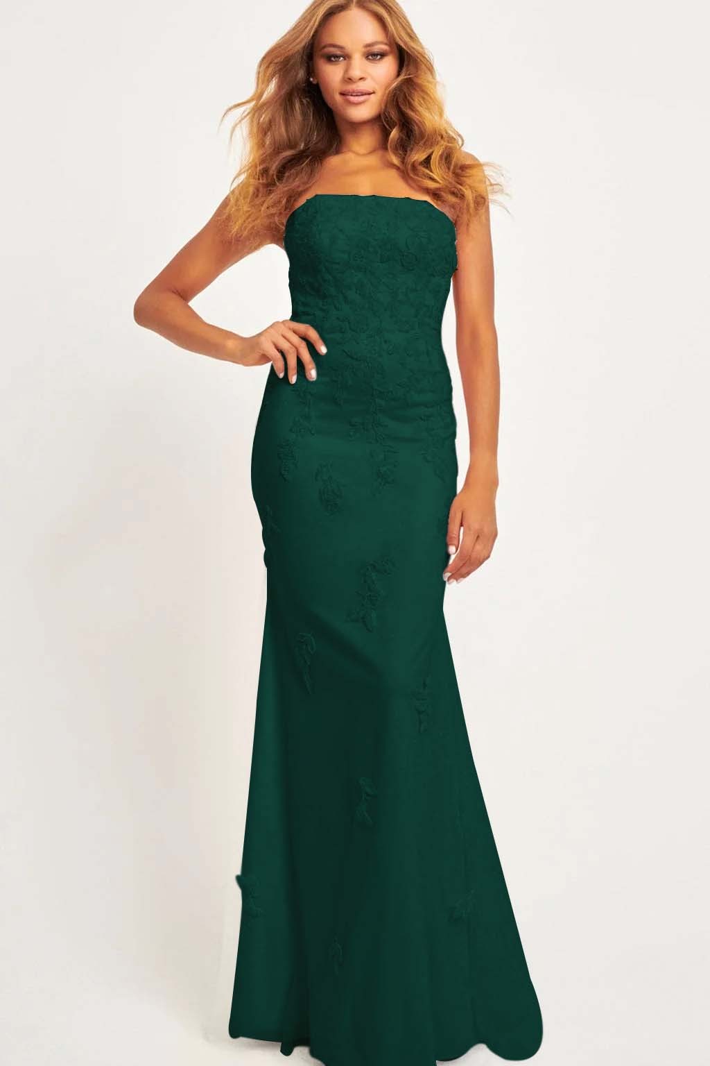 Strapless Sleeveless Long Mermaid Formal Dress With Appliques