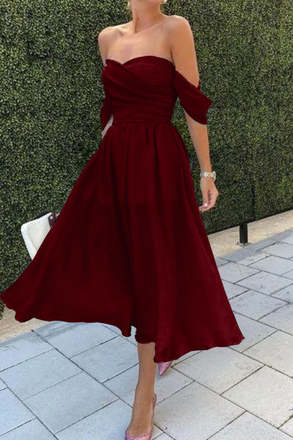 Baby Blue Short Evening Dress With Strapless Off-The-Shoulder