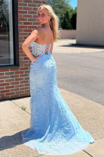 Strapless Black Prom Dress Featuring Appliques